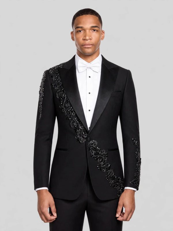 Onyx Jet Peak-Lapel Tuxedo Jacket 03
