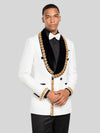 Ivory Gold-Leaf Velvet Shawl-Collar Double-Breasted Tuxedo Jacket 05