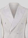 Ivory White Houndstooth Satin Peak-Lapel Double-Breasted Tuxedo Jacket 08