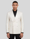 Cream Satin-Faced Peak-Lapel Six-Button Double-Breasted Tuxedo Jacket 04