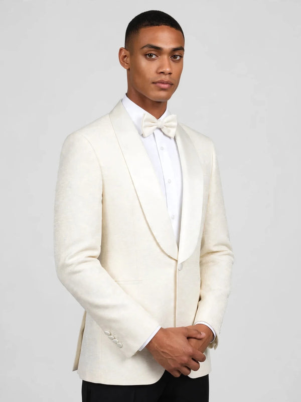 Cream Fine-Grain Satin Shawl-Collar Tuxedo Jacket 03