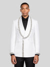 Ivory Silver Crystal-Trim Shawl-Collar Double-Breasted Tuxedo Jacket 04