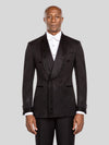 Onyx Jet Beaded-Trim Shawl-Collar Double-Breasted Tuxedo Jacket - cover