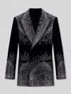 Onyx Silver Crystal Drip Peak-Lapel Double-Breasted Tuxedo Jacket 07