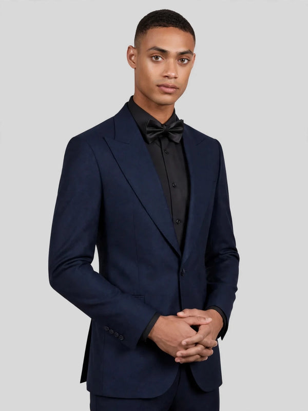Midnight Navy Single-Button Peak-Lapel Suit Jacket 06