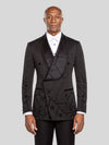 Onyx Jet Constellation-Bead Shawl-Collar Double-Breasted Tuxedo Jacket - cover