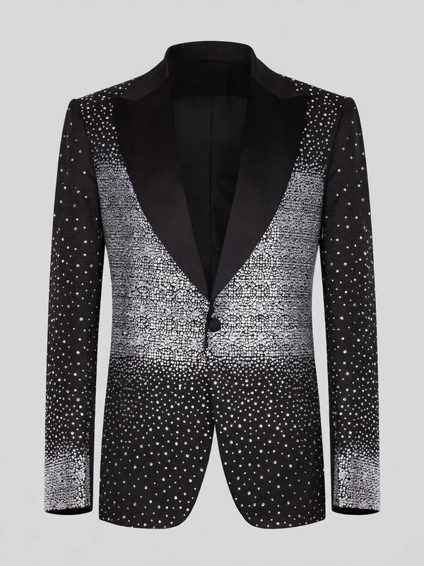 Onyx Silver Crystal Gradient Peak-Lapel Tuxedo Jacket 07
