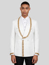Ivory Gold Crystal-Trim Shawl-Collar Double-Breasted Tuxedo Jacket 01