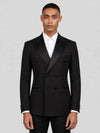 Onyx Satin Peak-Lapel Six-Button Double-Breasted Tuxedo Jacket 01