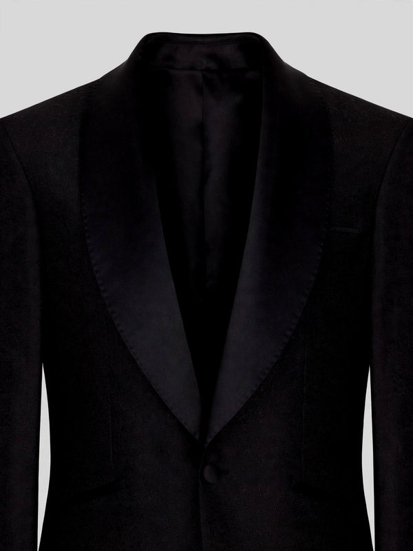 Onyx Grain-Textured Wide Shawl-Collar Tuxedo Jacket 08