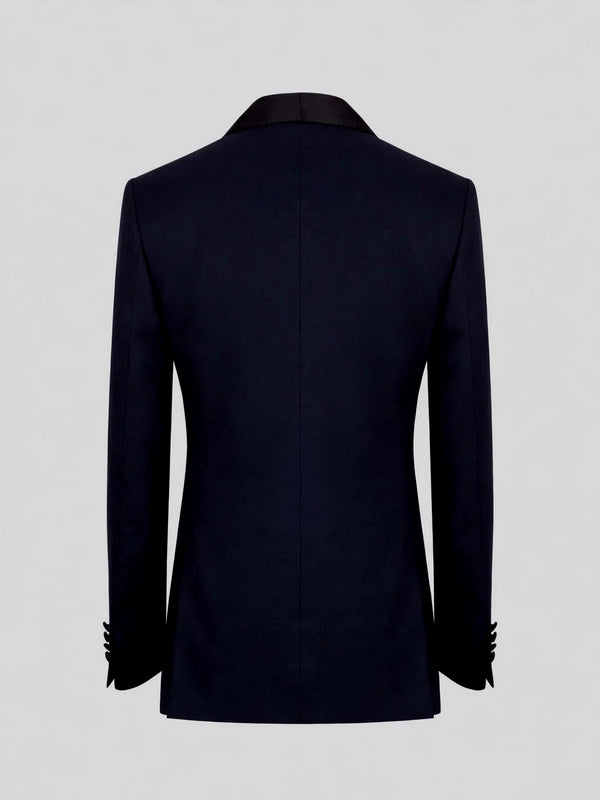 Midnight Navy Bib-Shawl Two-Button Tuxedo Jacket 09