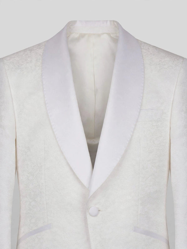 Ivory Fine-Jacquard Satin Shawl-Collar Tuxedo Jacket 08