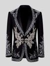 Onyx Silver Crystal Bouquet Shawl-Collar Tuxedo Jacket 07