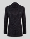 Onyx Jet Beaded Leaf-Scroll Peak-Lapel Double-Breasted Tuxedo Jacket 09