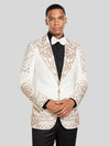 Ivory Gold Crystal Medallion Peak-Lapel Tuxedo Jacket 05