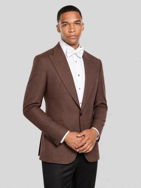 Chestnut Brown Single-Button Notch-Lapel Suit Jacket 03