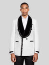 Ivory Jet-Leaf Velvet Shawl-Collar Double-Breasted Tuxedo Jacket 01