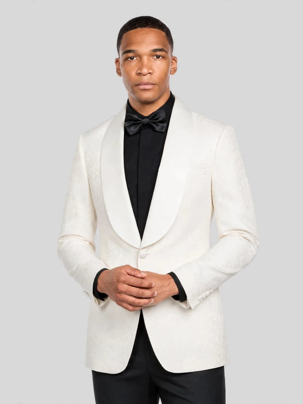 Ivory Paisley-Jacquard Satin Shawl-Collar Tuxedo Jacket 06