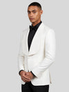 Ivory Diamond-Texture Shawl-Collar Tuxedo Jacket 06