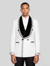 Ivory Silver Crystal Velvet Shawl-Collar Double-Breasted Tuxedo Jacket 01