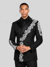 Onyx Silver Crystal Cascade Double-Breasted Tuxedo Jacket 06