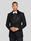 Onyx Jet Beaded Floral-Scroll Shawl-Collar Tuxedo Jacket 05