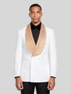 Ivory Gold Crystal-Mesh Shawl-Collar Double-Breasted Tuxedo Jacket 06