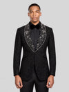 Onyx Silver Pearl-Ring Shawl-Collar Tuxedo Jacket 06
