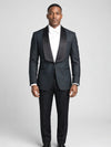 Slate Grey Diamond-Texture Satin Shawl-Collar Tuxedo Jacket - cover