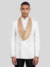 Ivory Amber Crystal-Mesh Shawl-Collar Double-Breasted Tuxedo Jacket 01