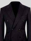 Onyx Wide Shadow-Stripe Six-Button Peak-Lapel Double-Breasted Suit Jacket 08