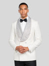 Ivory Silver Crystal-Mesh Shawl-Collar Double-Breasted Tuxedo Jacket 02