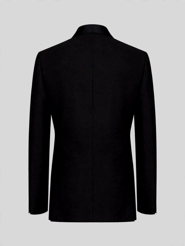 Onyx Silver Crystal Feather-Frond Shawl-Collar Tuxedo Jacket 09