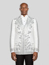 Ivory Silver Fern Crystal Peak-Lapel Double-Breasted Tuxedo Jacket - cover