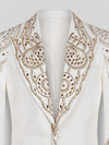 Ivory Gold Crystal Mandala Peak-Lapel Tuxedo Jacket 08