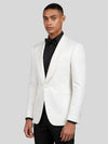 Ivory Fine-Jacquard Satin Shawl-Collar Tuxedo Jacket 06