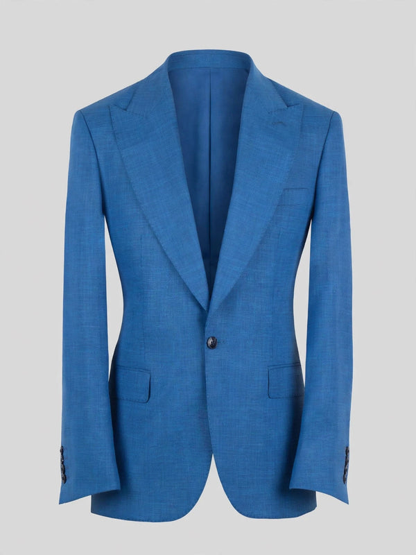 Azure Blue Single-Button Peak-Lapel Suit Jacket 07