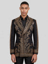 Onyx Gold Fern Crystal Peak-Lapel Double-Breasted Tuxedo Jacket 04