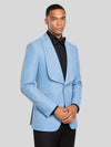 Sky Blue Diamond-Texture Shawl-Collar Tuxedo Jacket 06