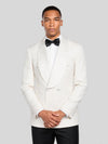 Ivory Textured Satin Shawl-Collar Double-Breasted Tuxedo Jacket 02