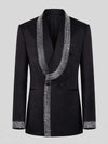 Onyx Silver Crystal-Mosaic Shawl-Collar Double-Breasted Tuxedo Jacket 07