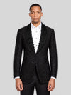 Onyx Jet Floral Shawl-Collar Tuxedo Jacket 01