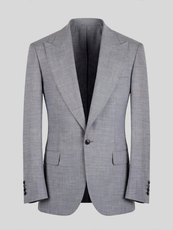 Pearl Grey Check Single-Button Peak-Lapel Suit Jacket 07