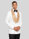 Ivory Gold Crystal-Mesh Shawl-Collar Double-Breasted Tuxedo Jacket 02