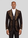 Onyx Gold Crystal Diamond-Lattice Peak-Lapel Tuxedo Jacket - cover