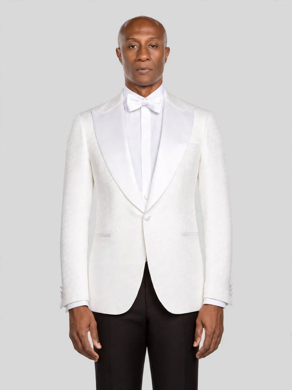 Ivory Three-Cuff Satin Shawl-Collar Tuxedo Jacket - cover