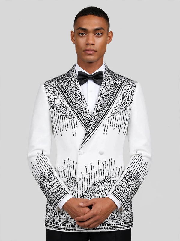 Ivory Jet Crystal Cascade Peak-Lapel Double-Breasted Tuxedo Jacket 02