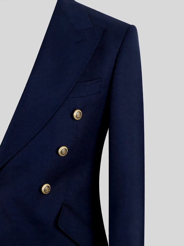 Royal Navy Gold-Button Slant-Flap Peak-Lapel Double-Breasted Suit Jacket 08