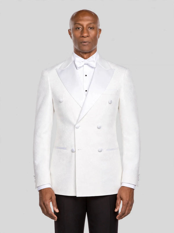 Ivory Satin Peak-Lapel Double-Breasted Tuxedo Jacket - cover