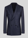 Midnight Navy Pinstripe Six-Button Peak-Lapel Double-Breasted Suit Jacket 07